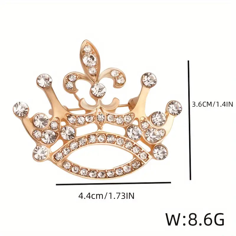 Crown Brooch with Diamantes - Silver or Gold