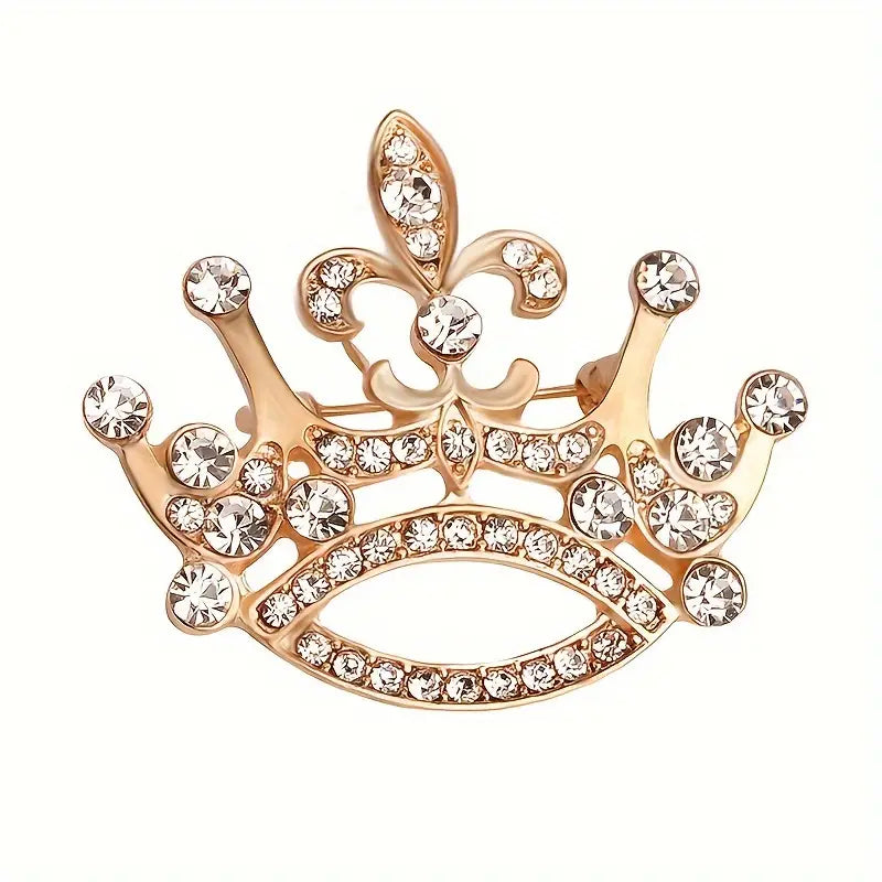 Crown Brooch with Diamantes - Silver or Gold