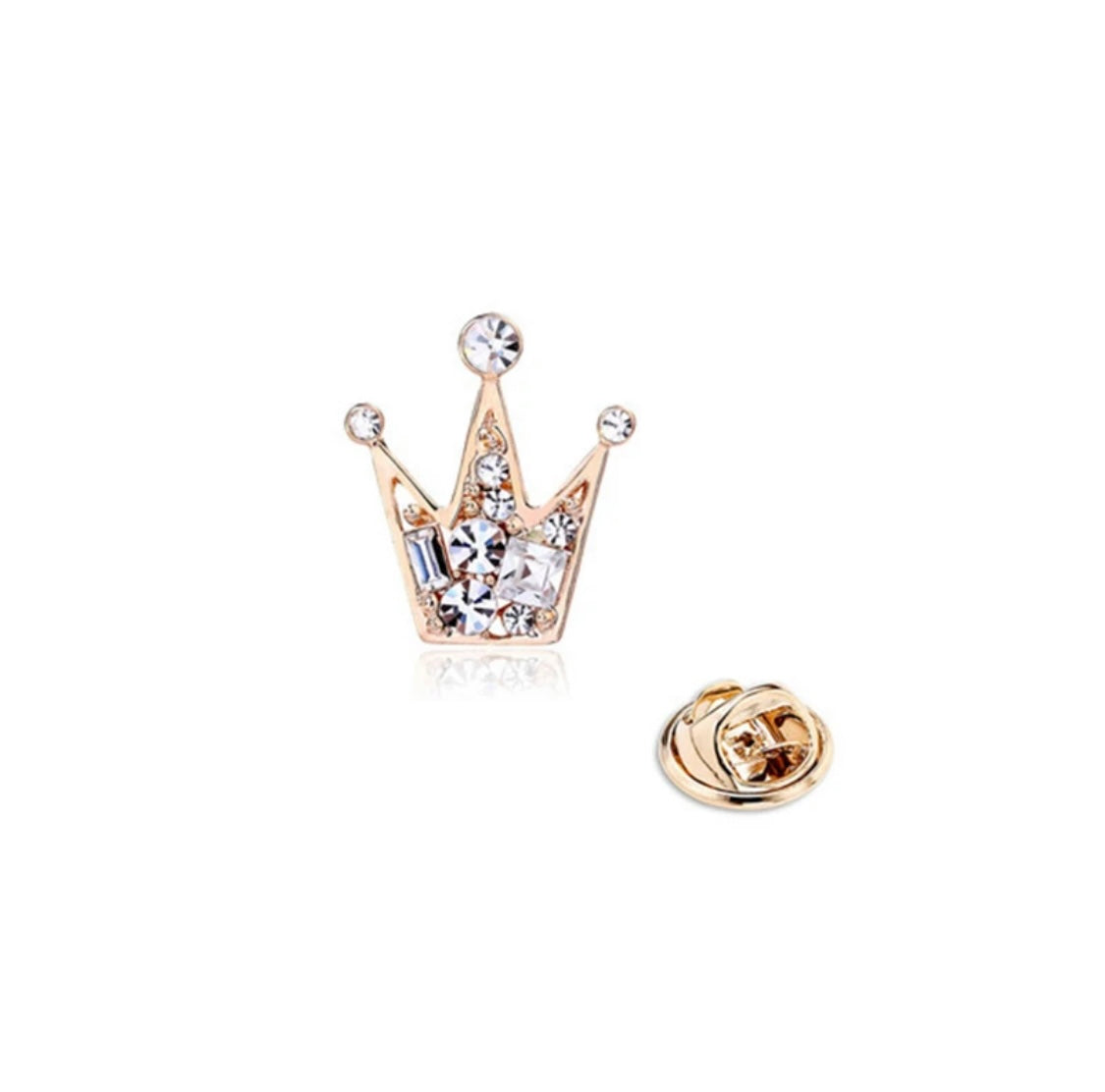 Crown stud brooch/pin silver or gold