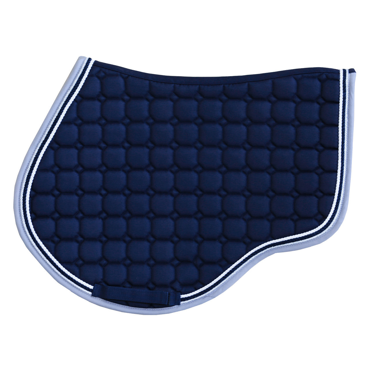 AP Saddle Pad - Navy / Grey w White, Navy and Silver Cord