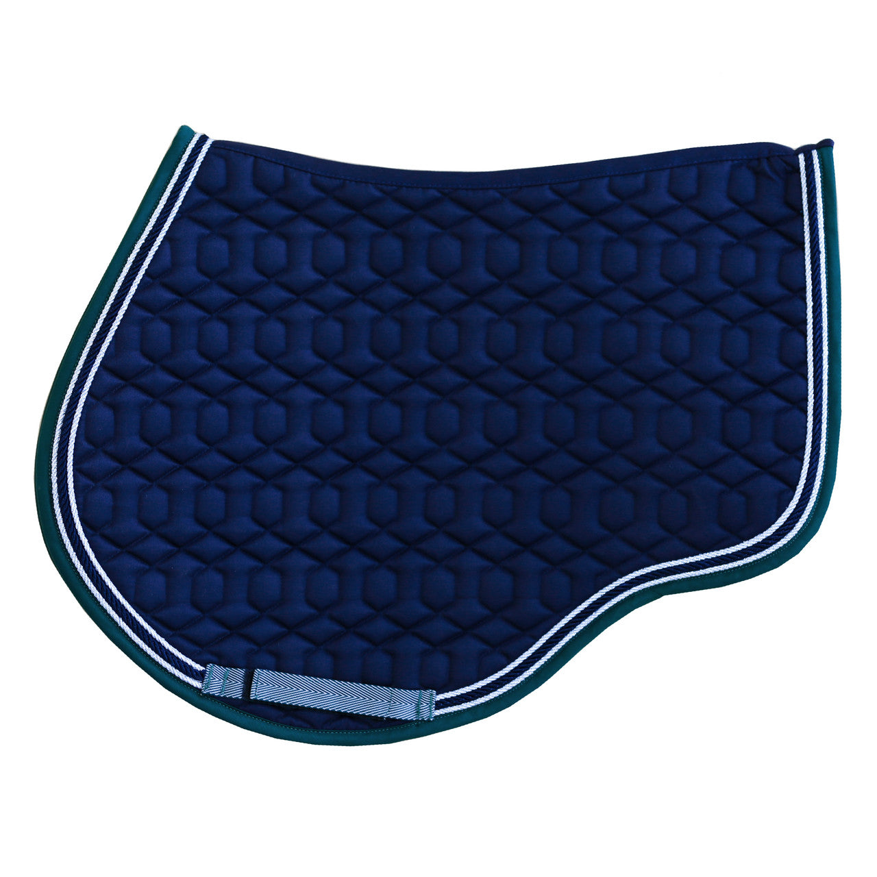 AP Saddle Pad - Navy / Green w Silver and Navy Cord