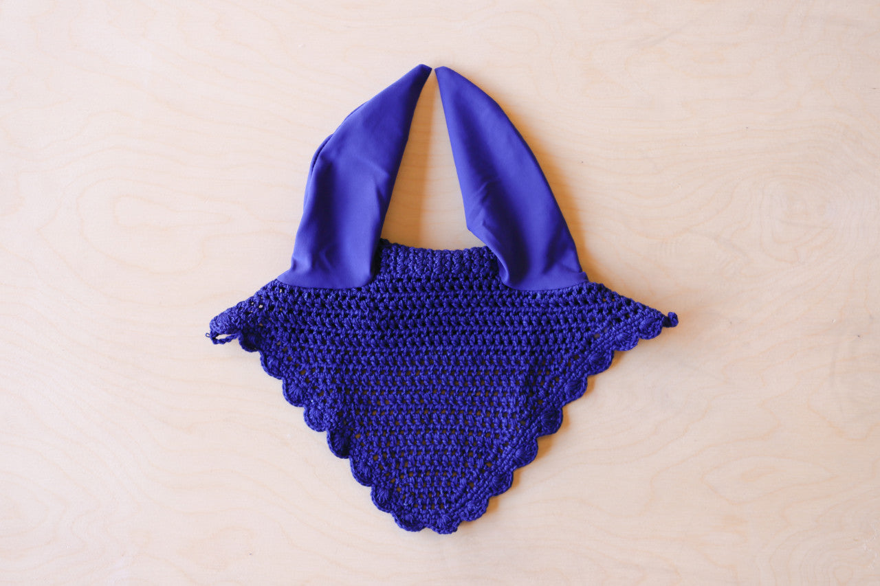 Crochet Ear Bonnet - Royal Blue