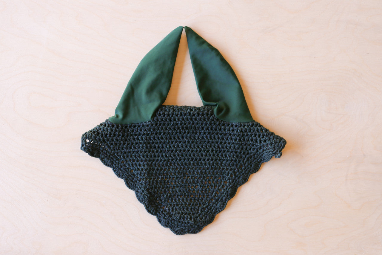 Crochet Ear Bonnet - Bottle Green