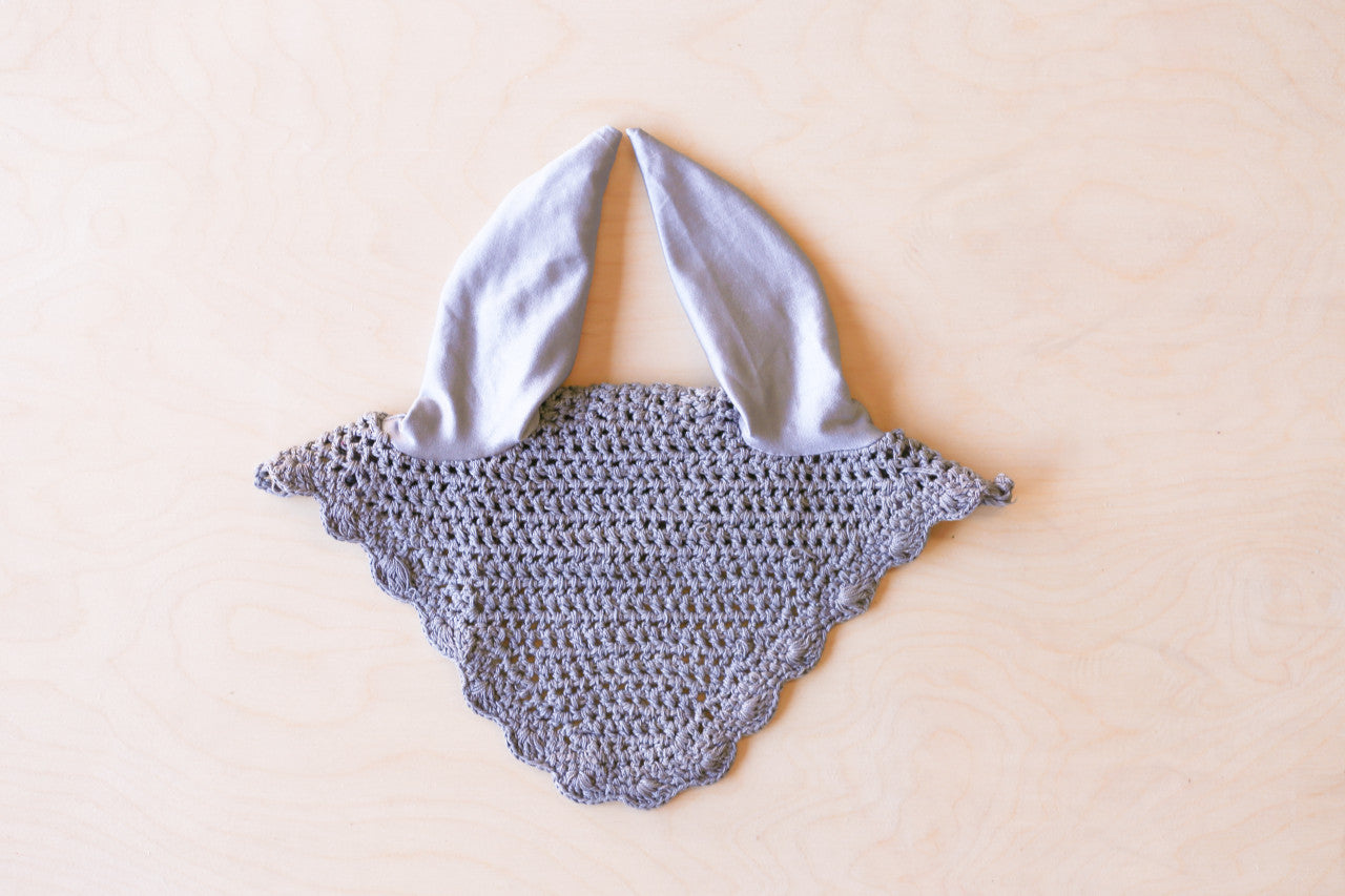 Crochet Ear Bonnet - Light Grey