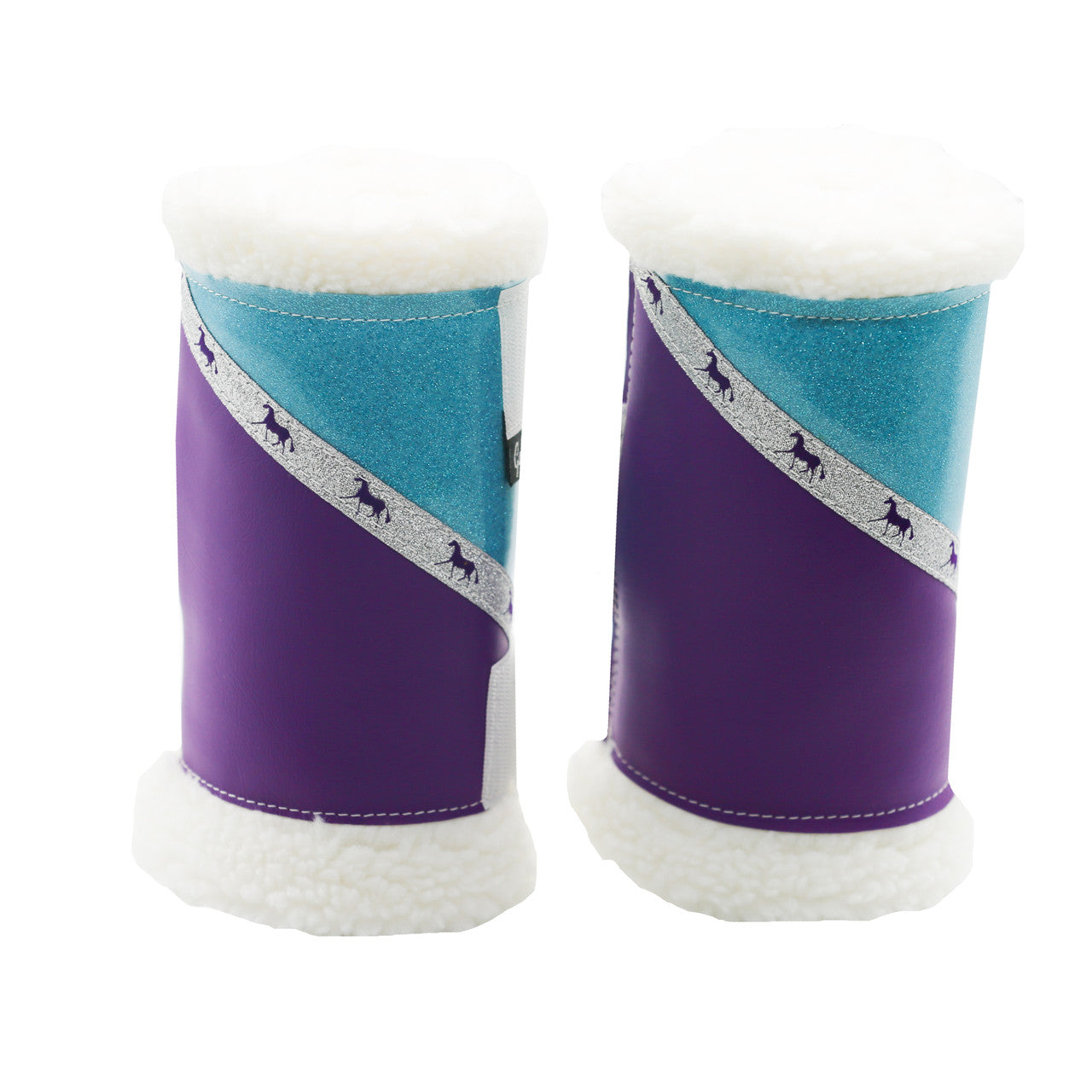 Sherpa Boots - Purple & Glitter Aqua (Pair)- made to order