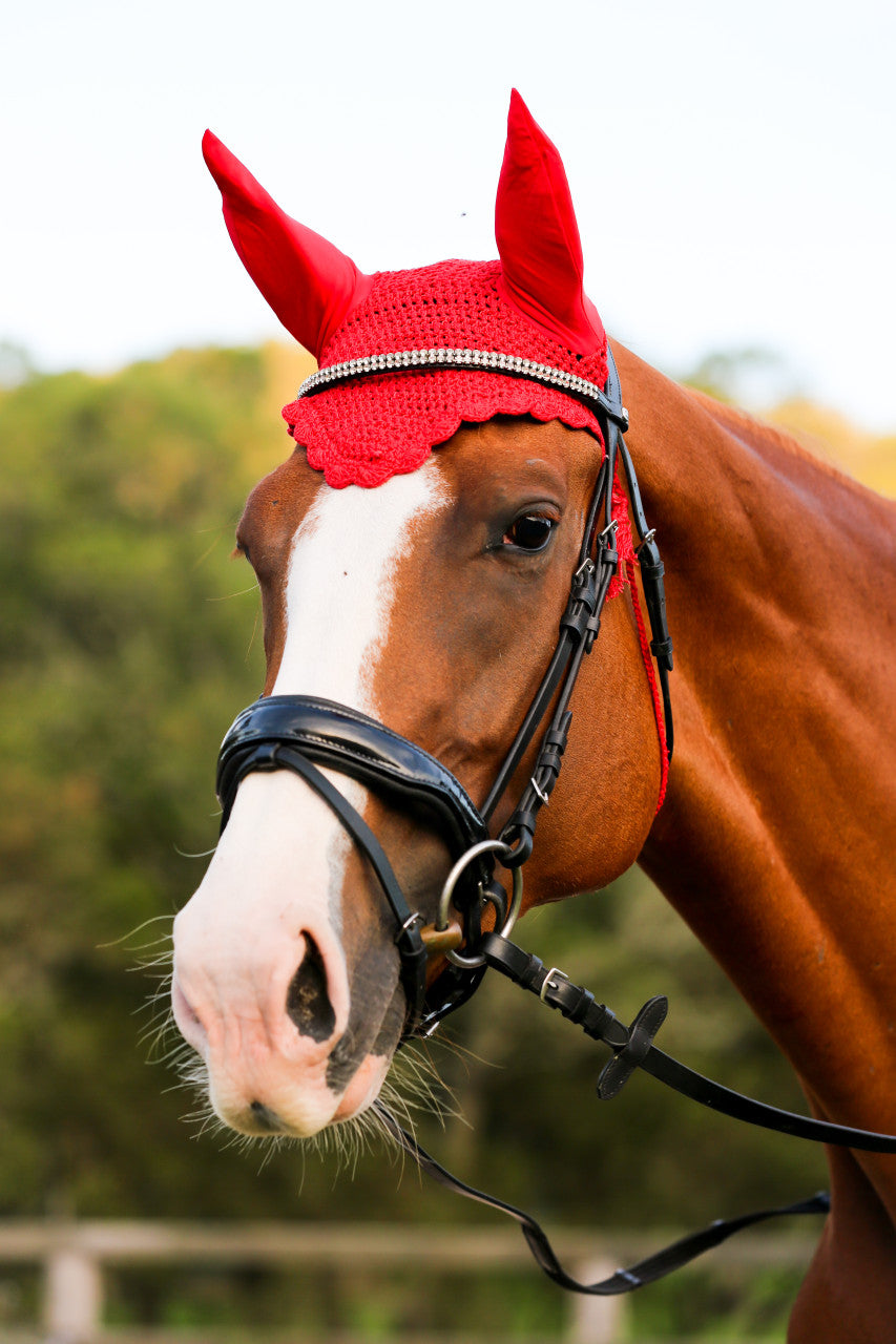Crochet Ear Bonnet - Red
