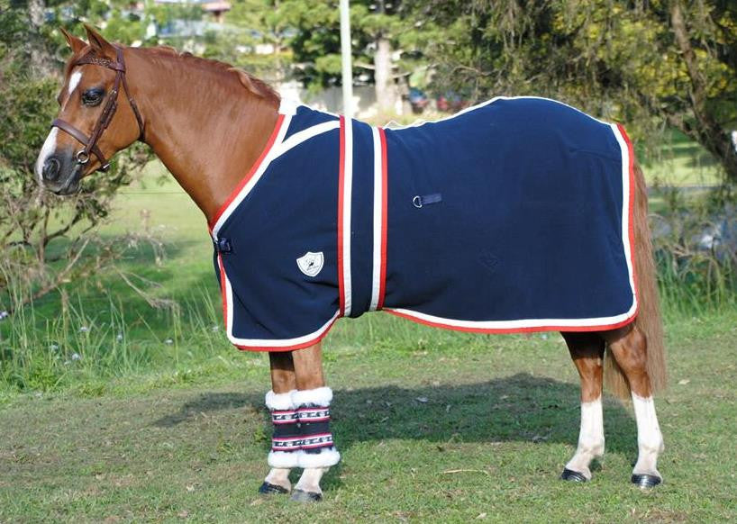 Kersey Wool Horse Rug Navy & Red/White trim with Surcingle 