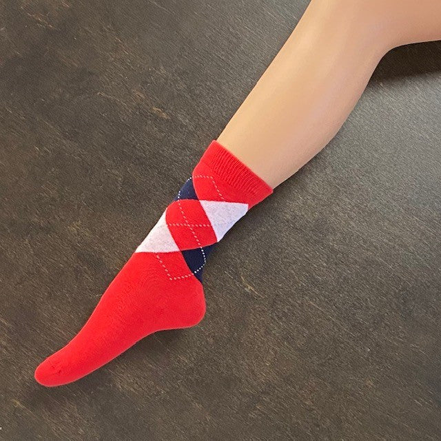 Socks - Red Argyle Short