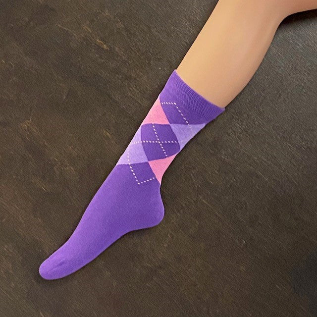 Socks - Purple Argyle Short