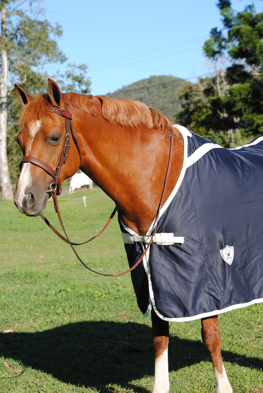 Gala Equine Show Rug Navy Cotton with White