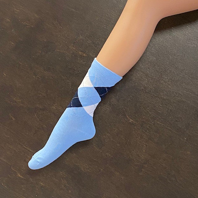 Socks - Sky Blue Argyle Short
