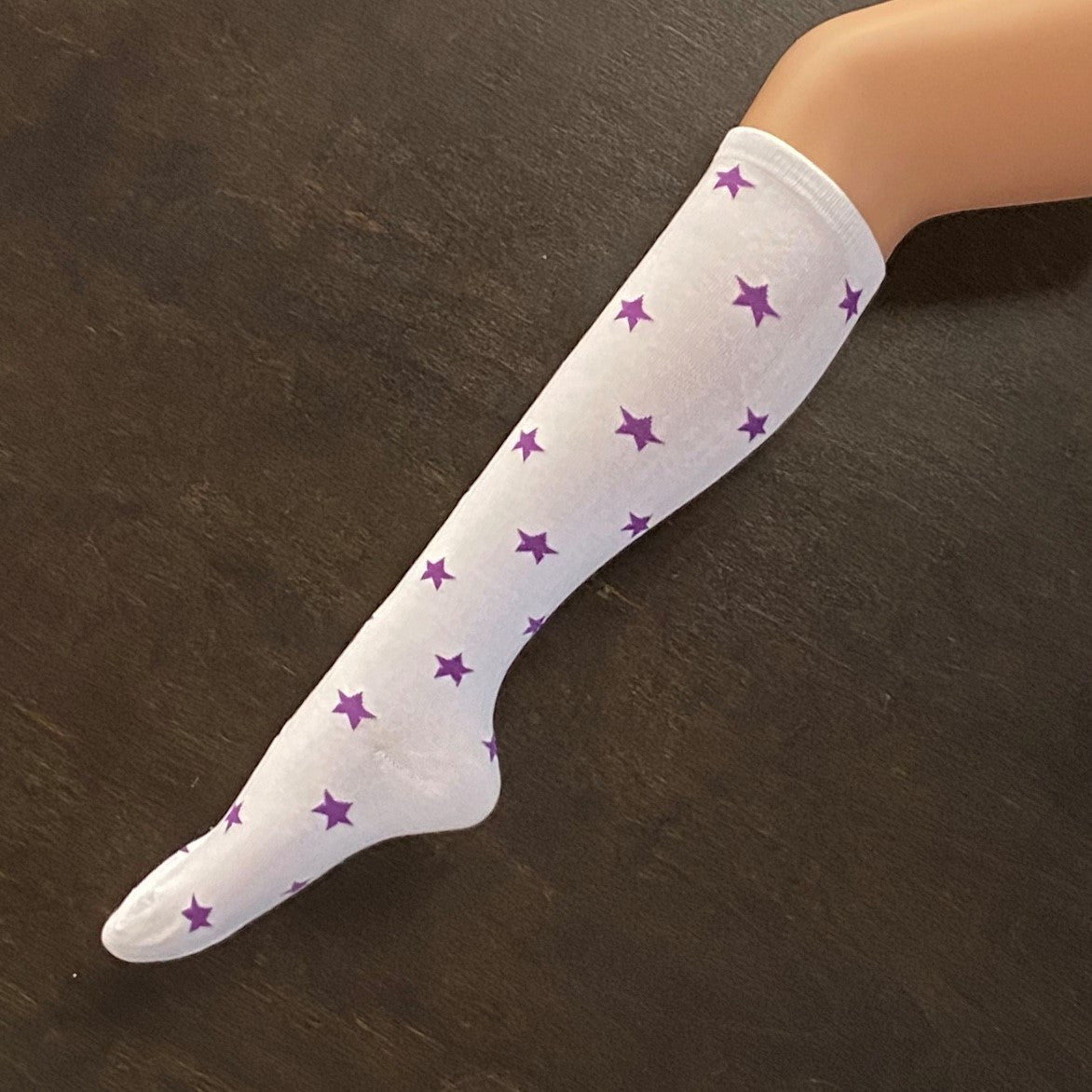 Socks - White with Purple Stars