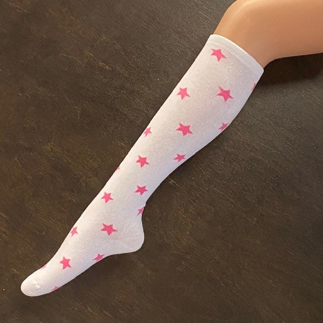 Socks - White with Pink Stars