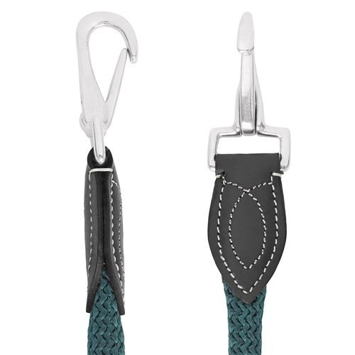 Leather and Rope Halter - Black & Hunter Green