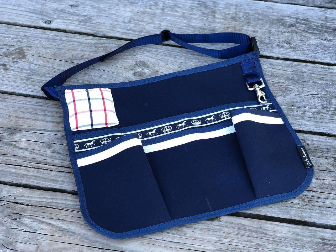 Navy with Navy and White Trims Canvas Plaiting apron