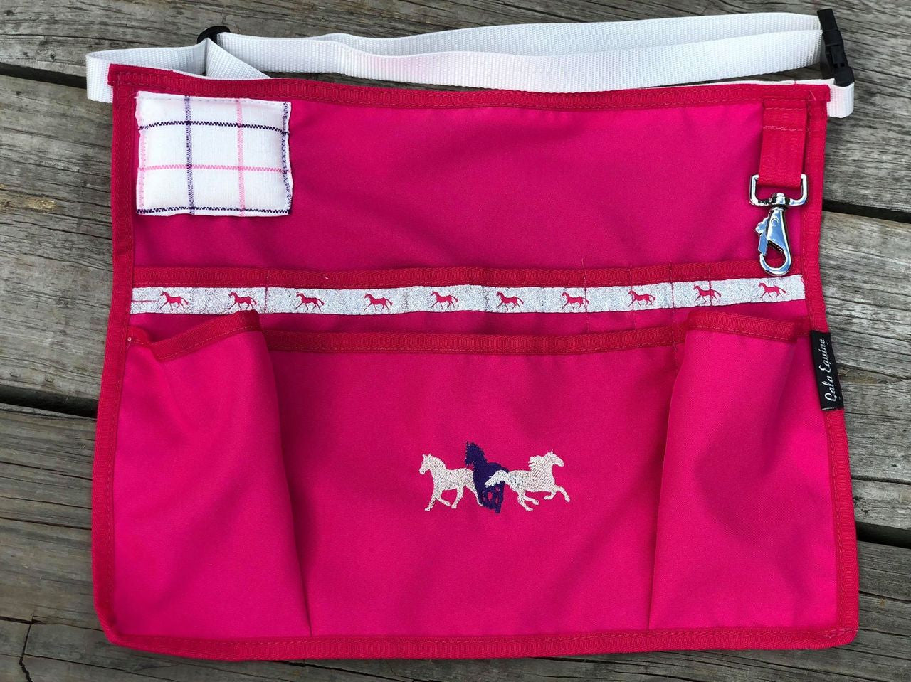 Hot Pink Apron with Silver horses trims