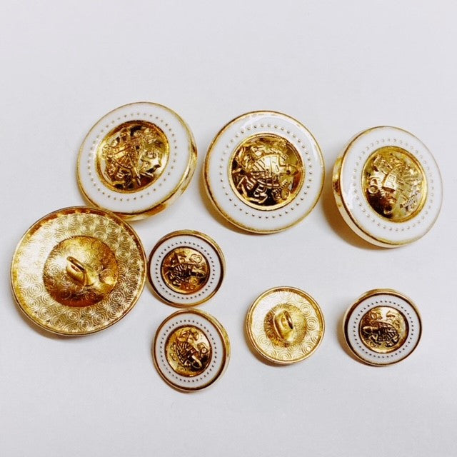 Buttons - Gold & White with Shields