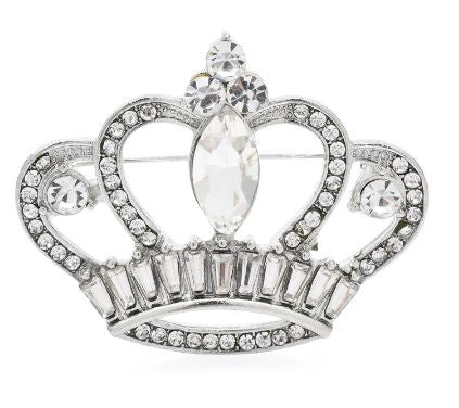 Brooch - Silver with Rhinestone Crown