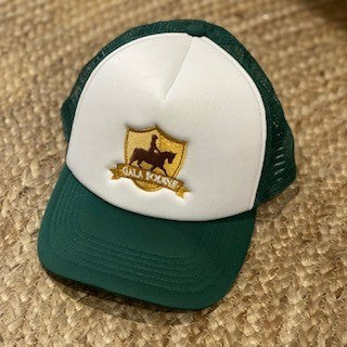 Cap - Green & White Trucker with Gold Shield