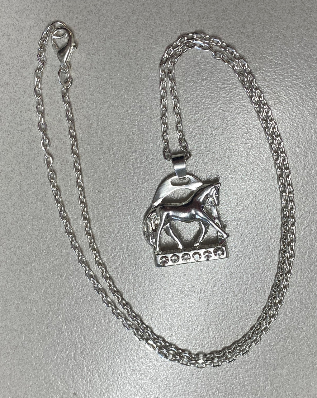 Horse Necklace - Silver Plated with Crystals
