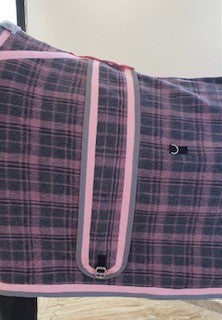 Blush Pink and Grey Check Kersey Wool Rug