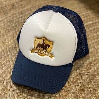 Cap - Navy & white Trucker with Gold Shield